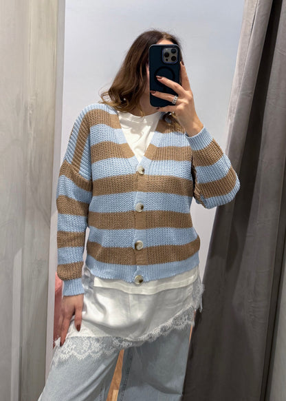 Cardigan Righe Celeste - SUSY MIX - MARYGIÒ