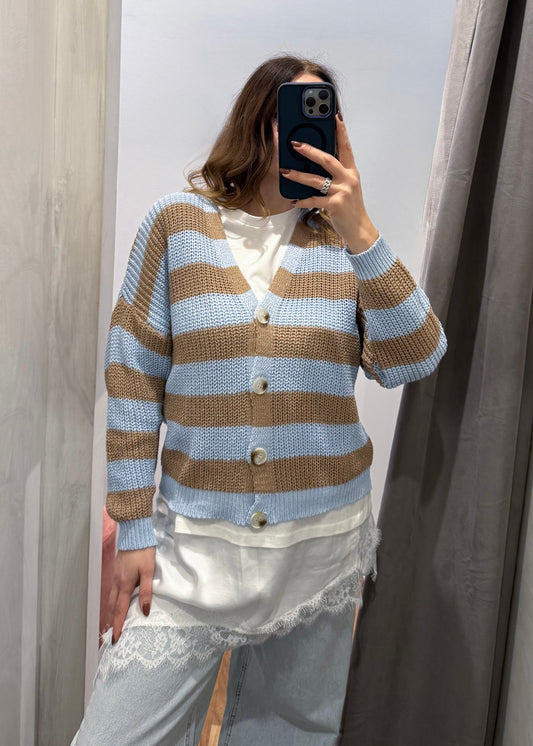 Cardigan Righe Celeste - SUSY MIX - MARYGIÒ