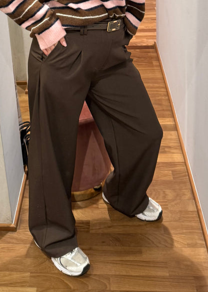 Pantalone Pinces e Cintura Marrone