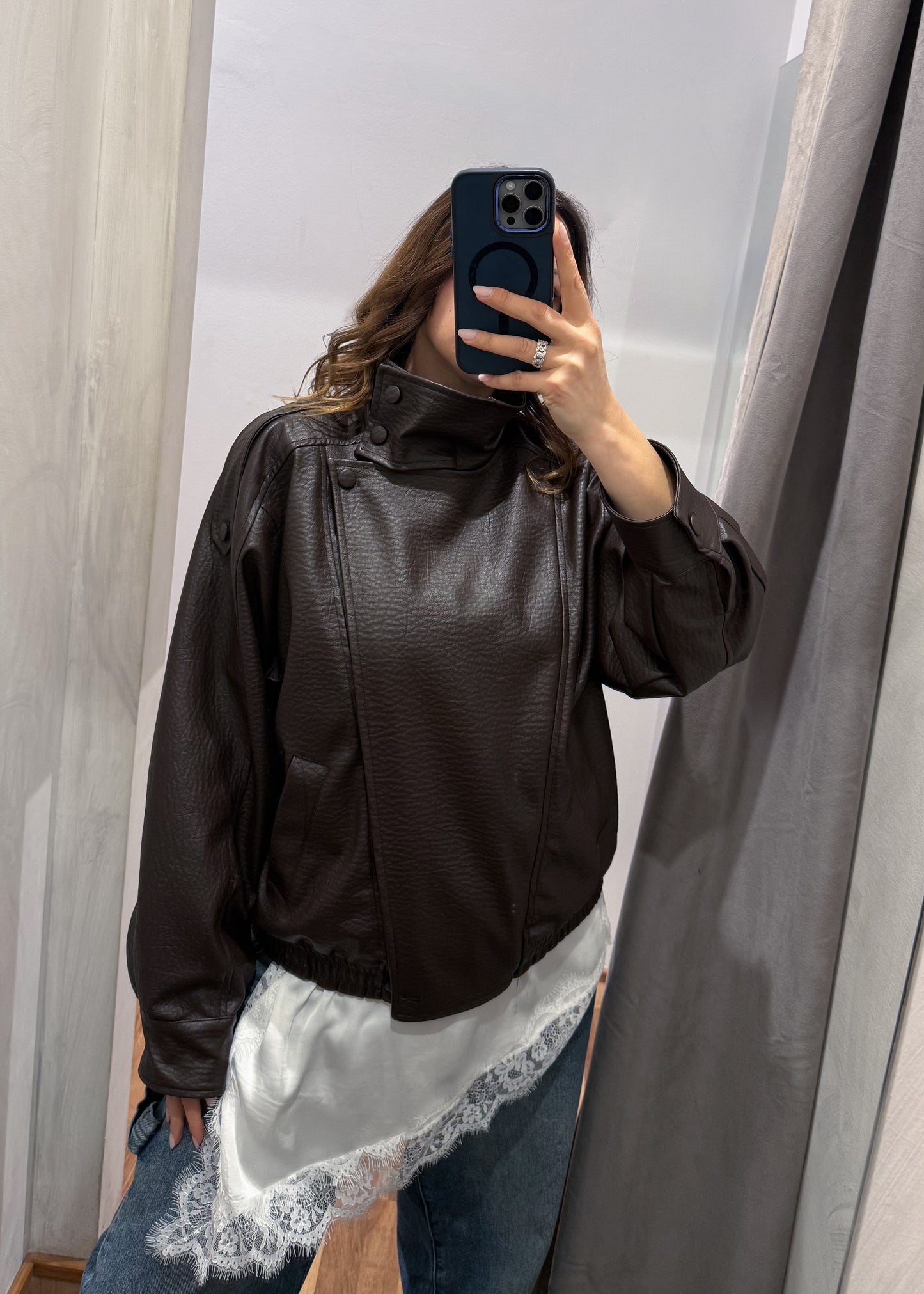 Bomber Ecopelle Martellata Moro - SUSY MIX - MARYGIÒ