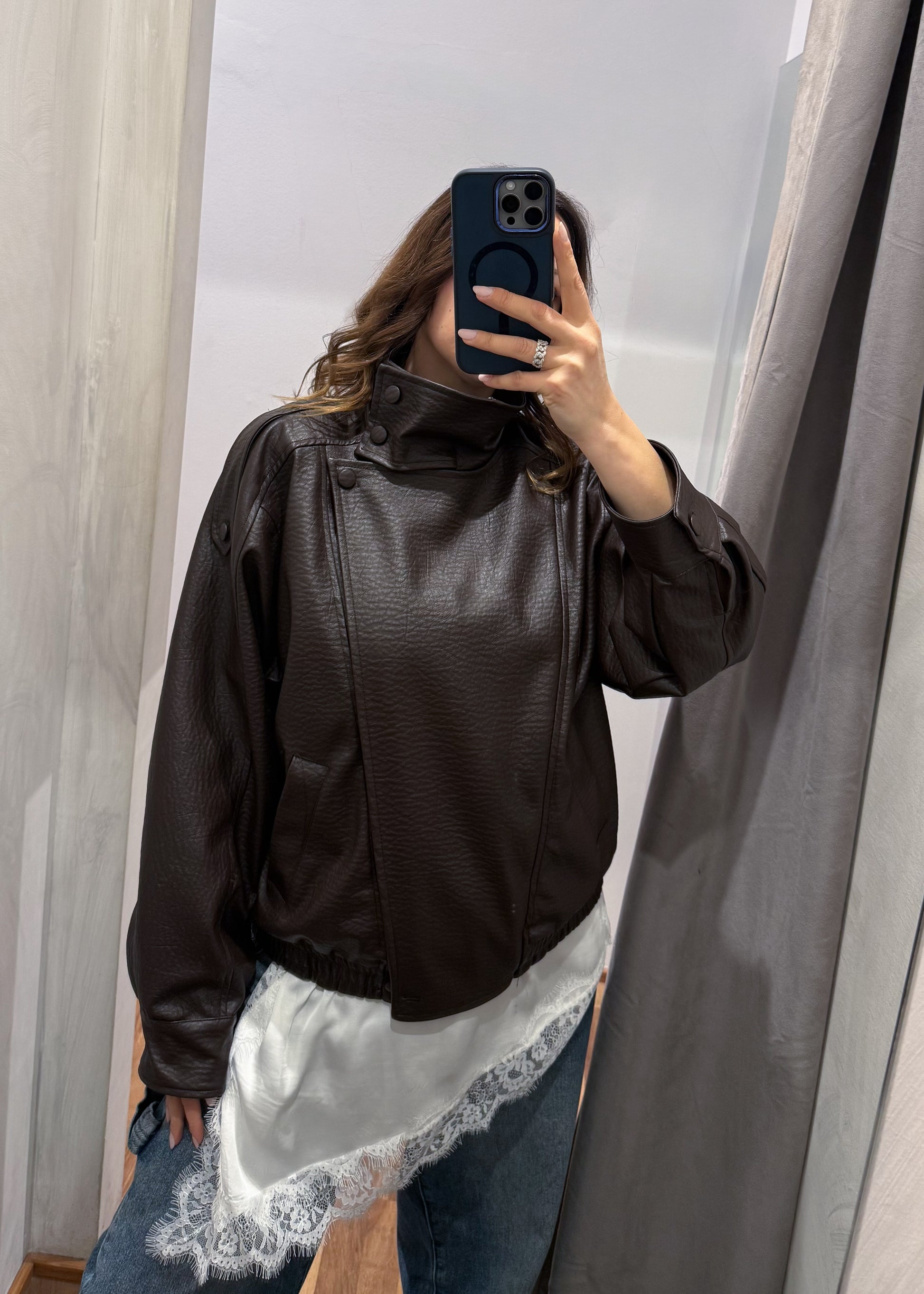Bomber Ecopelle Martellata Moro - SUSY MIX - MARYGIÒ