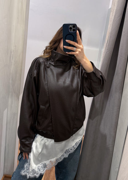 Bomber Ecopelle Martellata Moro - SUSY MIX - MARYGIÒ