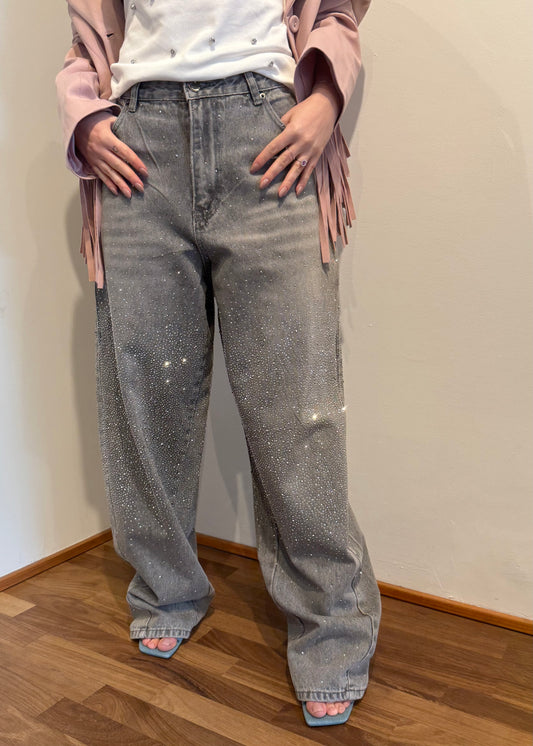 JEANS BALLOON STRASS GRIGIO - SUSY MIX - MARYGIÒ