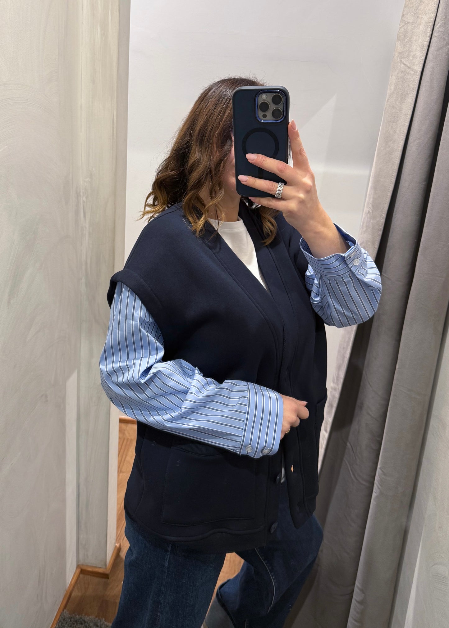 Cardigan in Felpa Blu Notte - LUMINA - MARYGIÒ