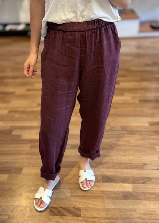 PANTALONE CARROT-FIT IN LINO VINO - SUSY MIX