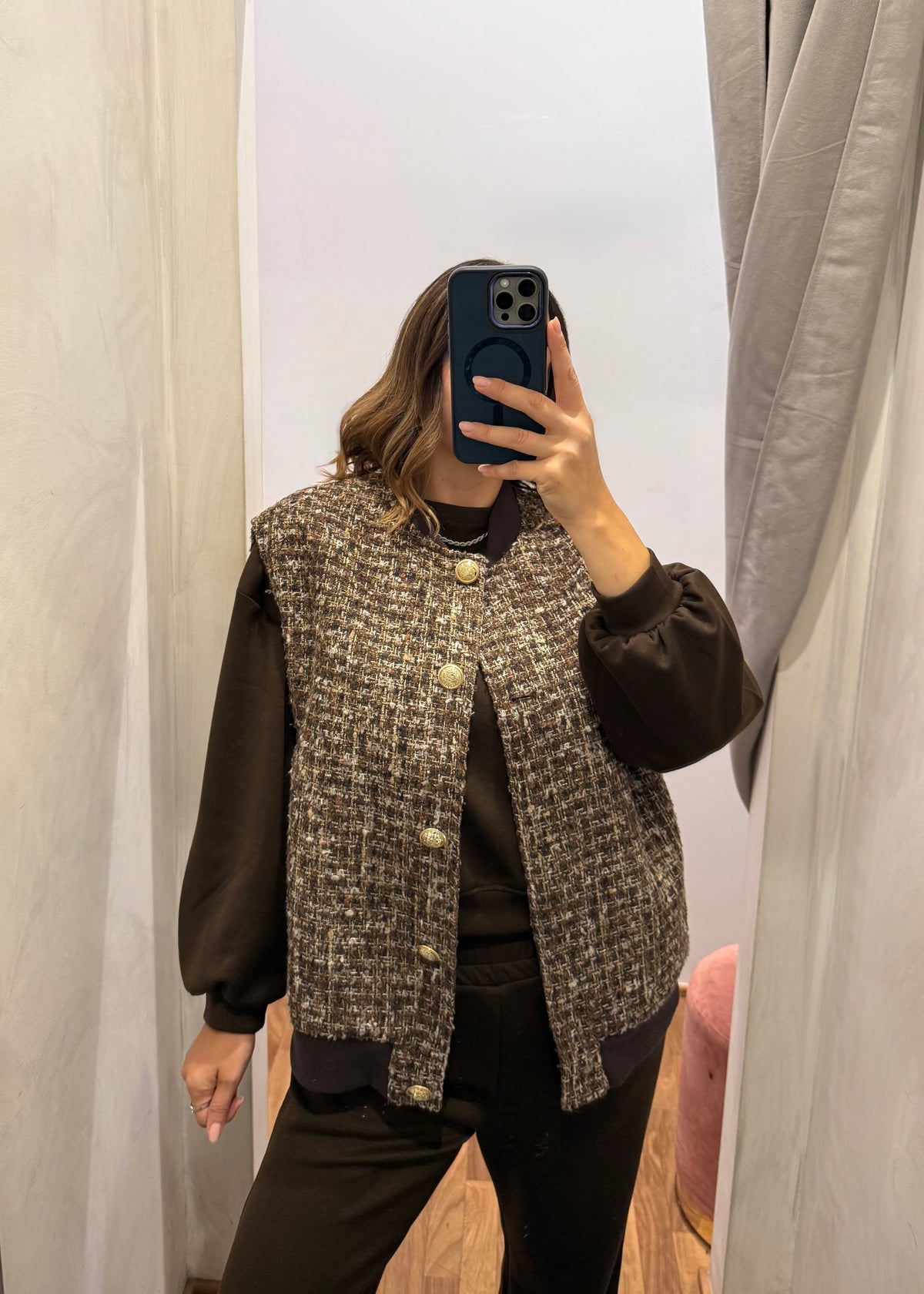 Gilet in tweed con bottoni oro - Susy Mix