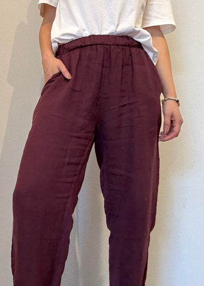 PANTALONE CARROT-FIT IN LINO VINO - SUSY MIX - MARYGIÒ
