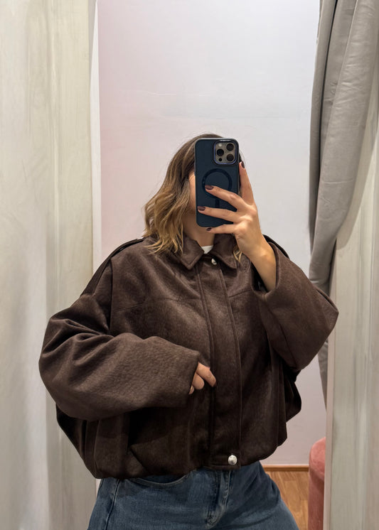 Bomber effetto camoscio Moro - Susy Mix