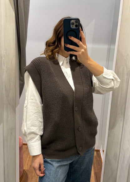 Gilet Over in Maglia a Coste - SUSY MIX