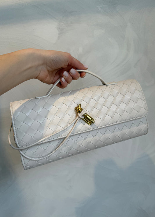 BORSA BAGUETTE INTRECCIATA PANNA - MARYGIÒ