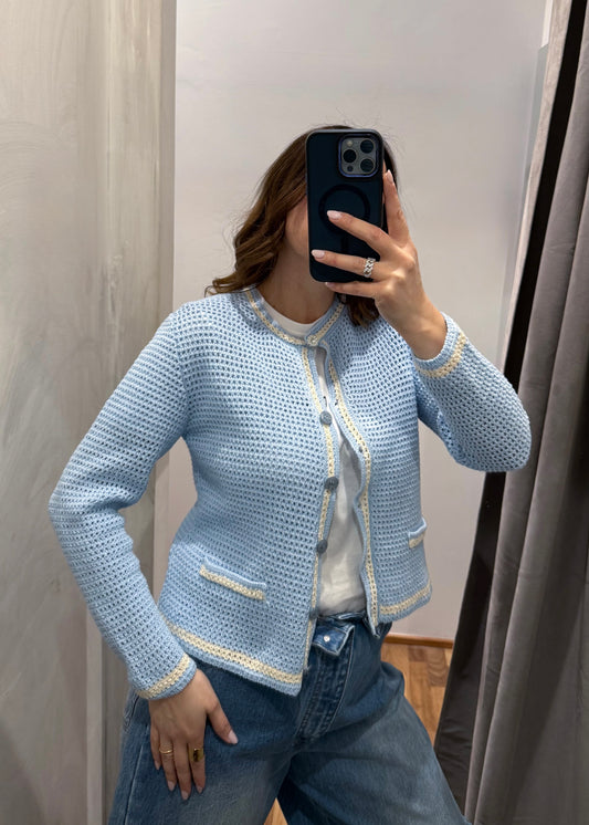 Cardigan Traforato Celeste - SUSY MIX