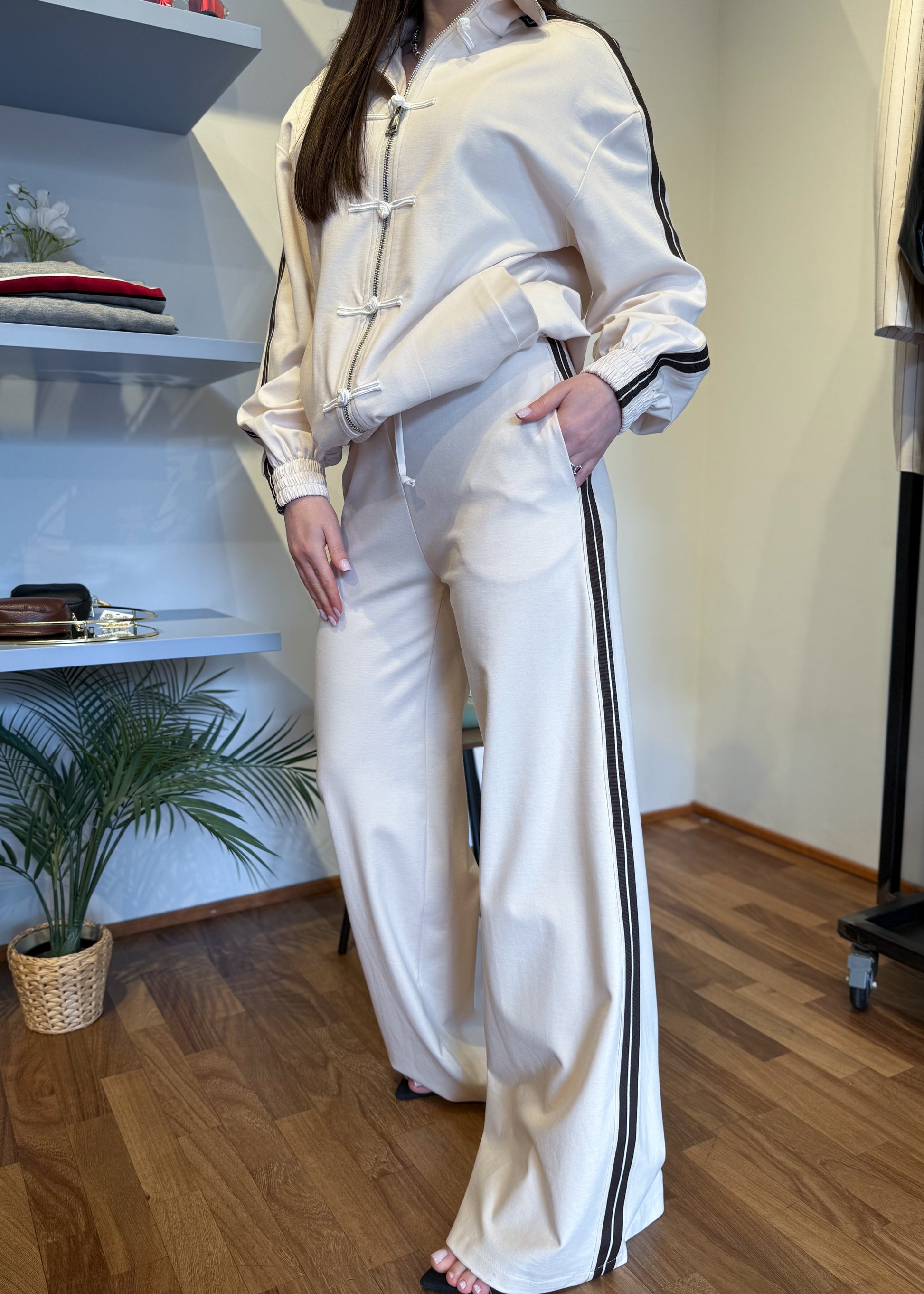 Pantalone Palazzo Burro con Bande Laterali - SUSY MIX - MARYGIÒ