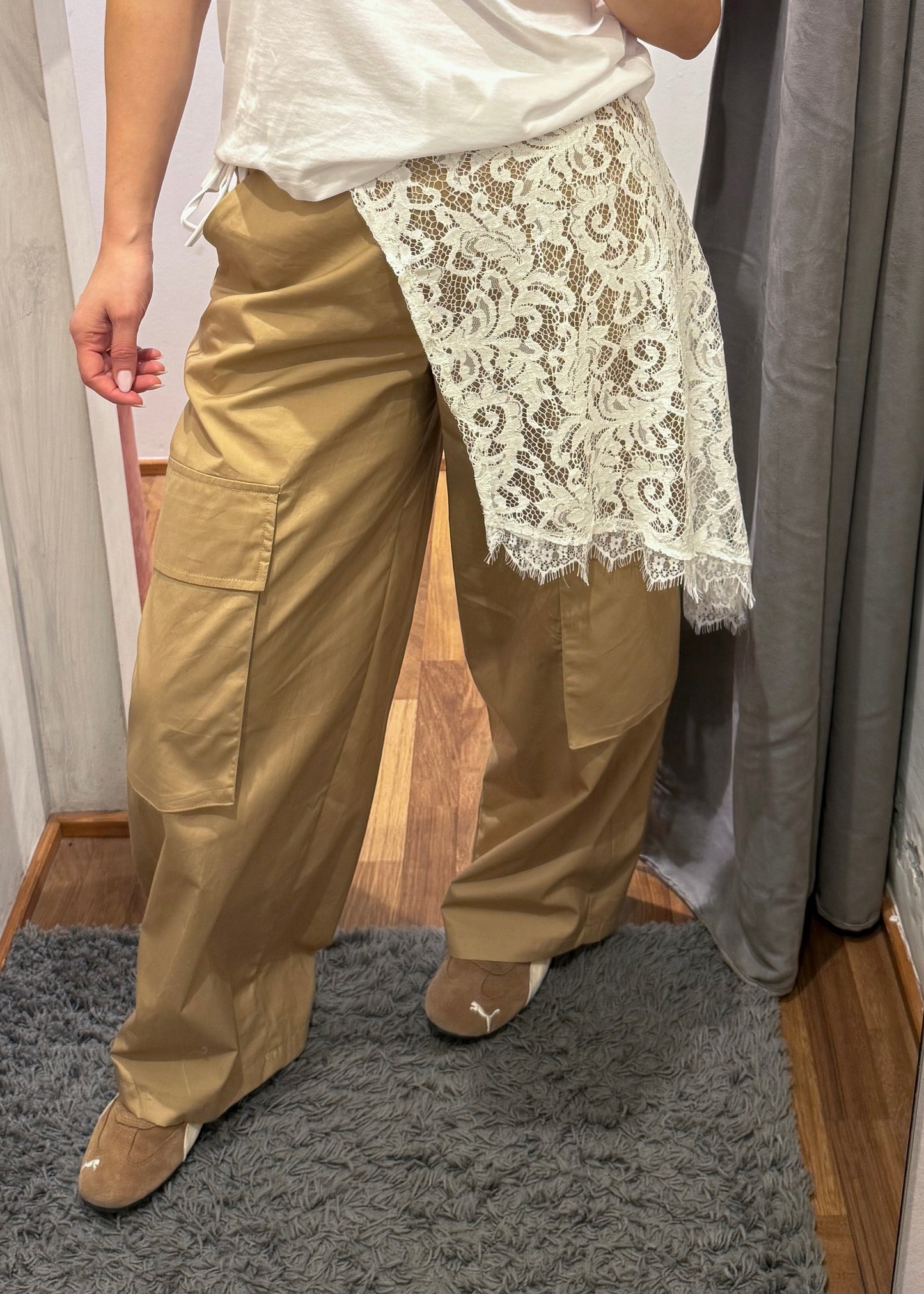 Pantalone Beige con Tasconi + Pareo Pizzo - SUSY MIX - MARYGIÒ