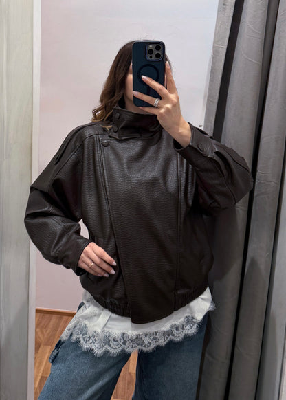 Bomber Ecopelle Martellata Moro - SUSY MIX - MARYGIÒ
