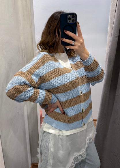 Cardigan Righe Celeste - SUSY MIX - MARYGIÒ