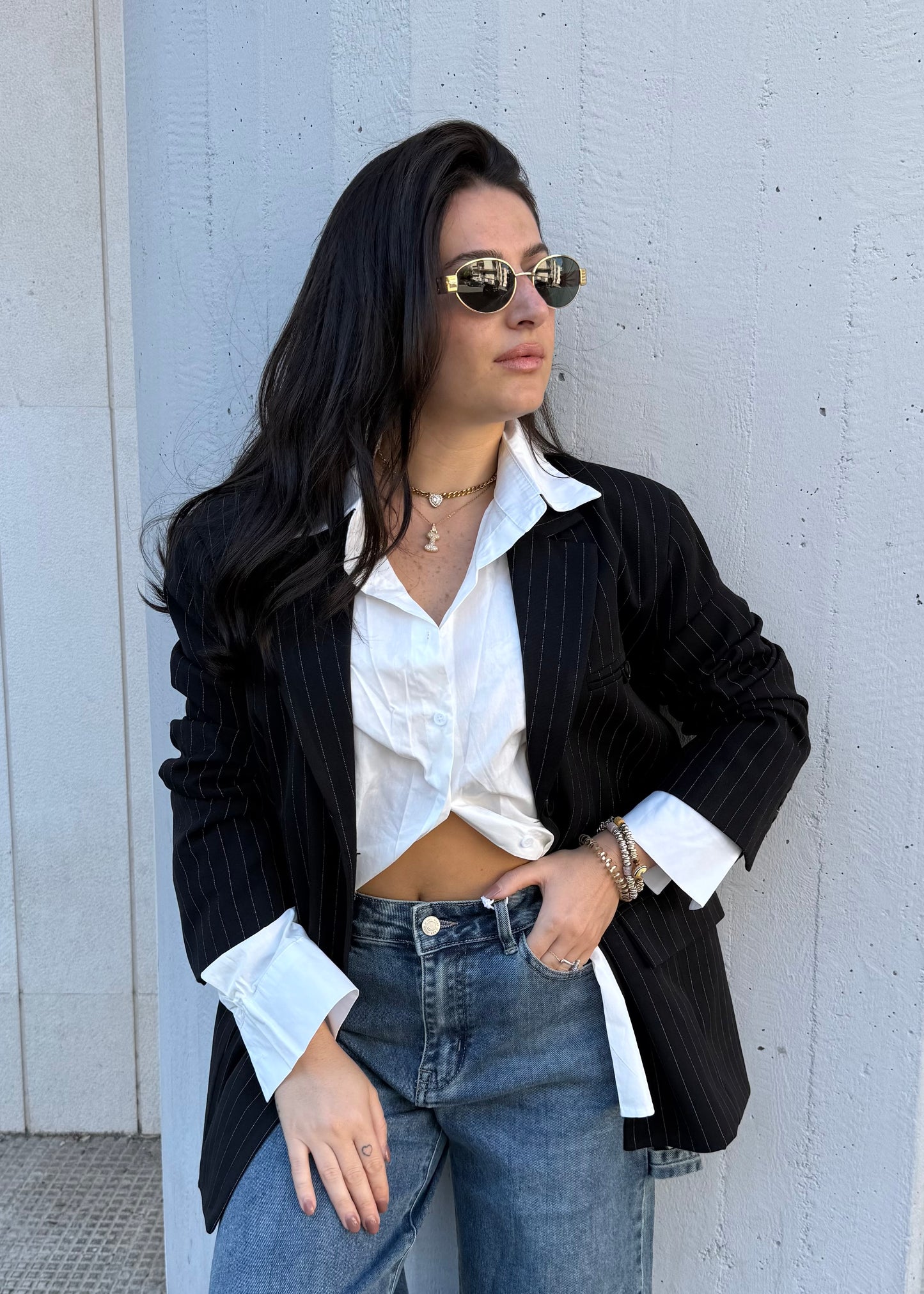 Blazer Nero Gessato - LUMINA