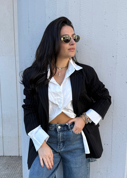 Blazer Nero Gessato - LUMINA