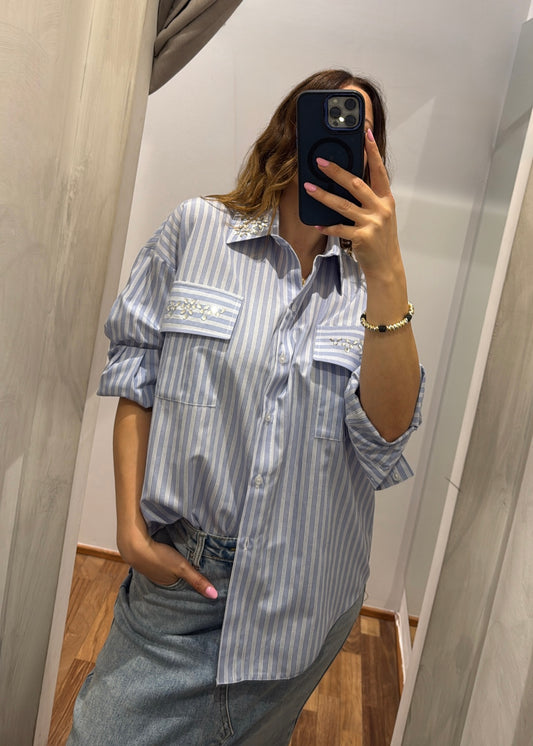 CAMICIA GESSATA CELESTE - SUSY MIX - MARYGIÒ