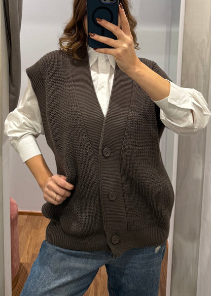 Gilet Over in Maglia a Coste - SUSY MIX