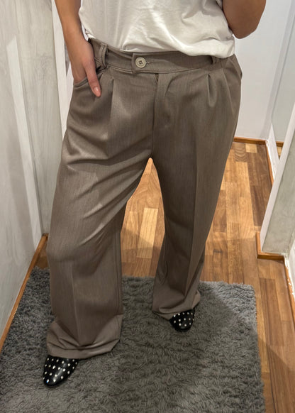 Pantalone Palazzo Con Pinces Beige - MARYGIÒ