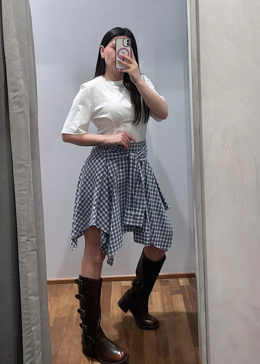 Gonna Camicia Asimmetrica a Quadri - LUMINA - MARYGIÒ