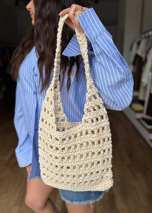 Borsa Uncinetto a Spalla Panna - MARYGIÒ