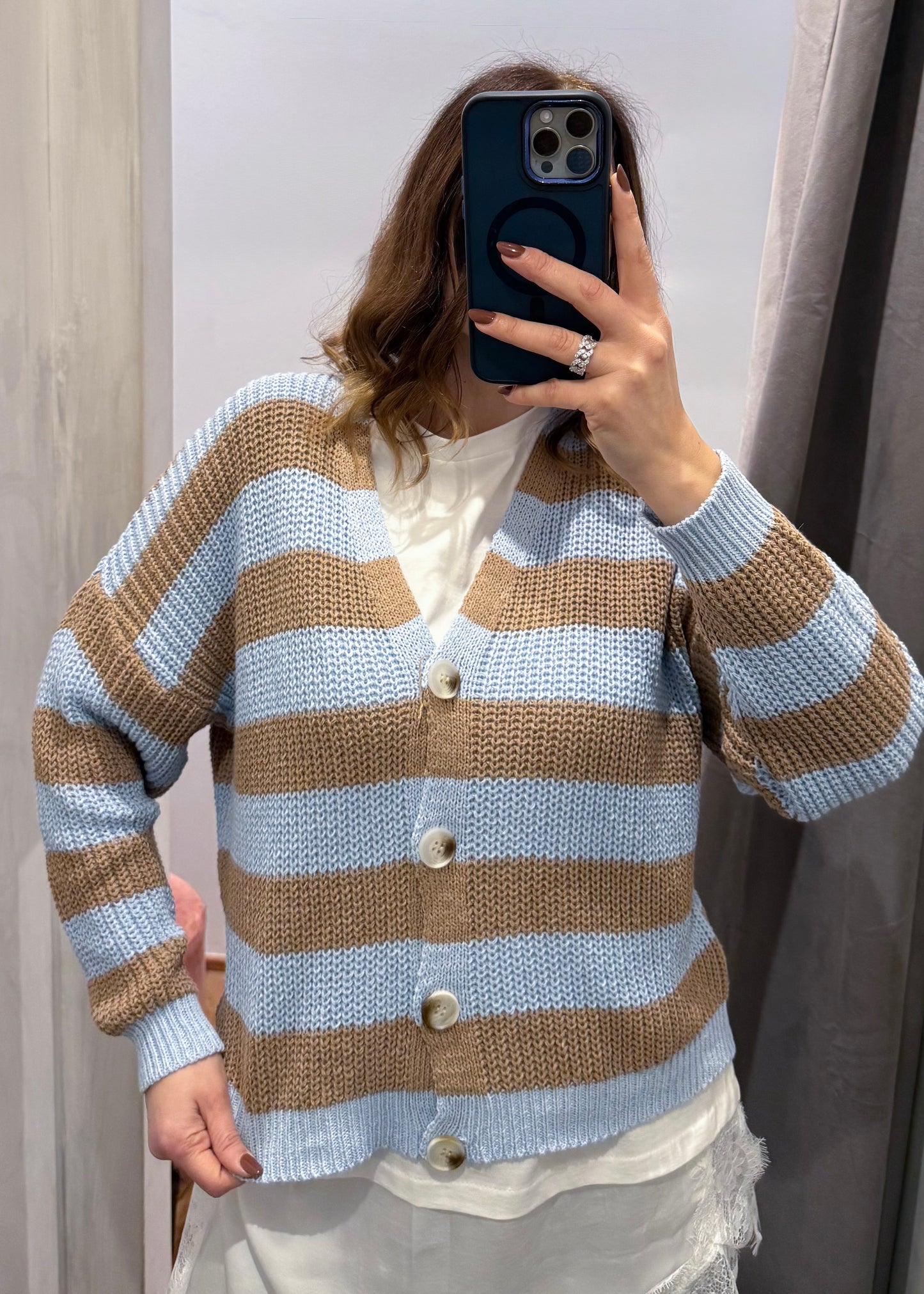 Cardigan Righe Celeste - SUSY MIX - MARYGIÒ