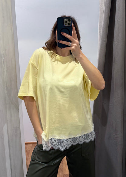 T-shirt Over con Pizzo Gialla - SUSY MIX - MARYGIÒ