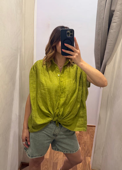 Camicia Lino Smanicata Verde - SUSY MIX