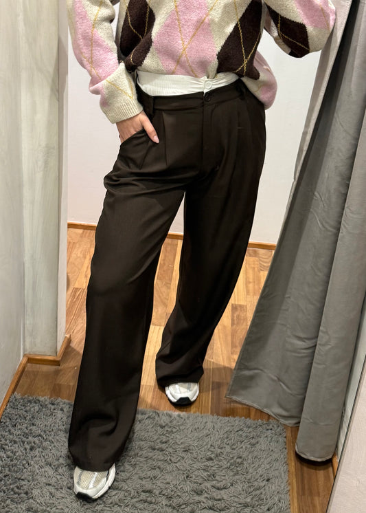 Pantaloni Palazzo Boxer Marrone