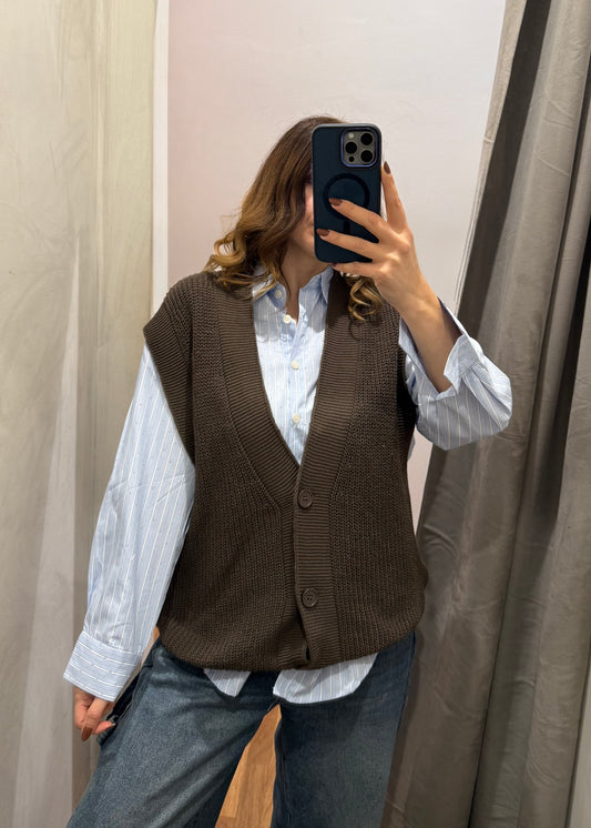 Maxi-Gilet in Cotone Moro - SUSY MIX