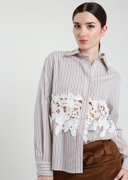 Camicia Gessata con Macramè - SUSY MIX - MARYGIÒ