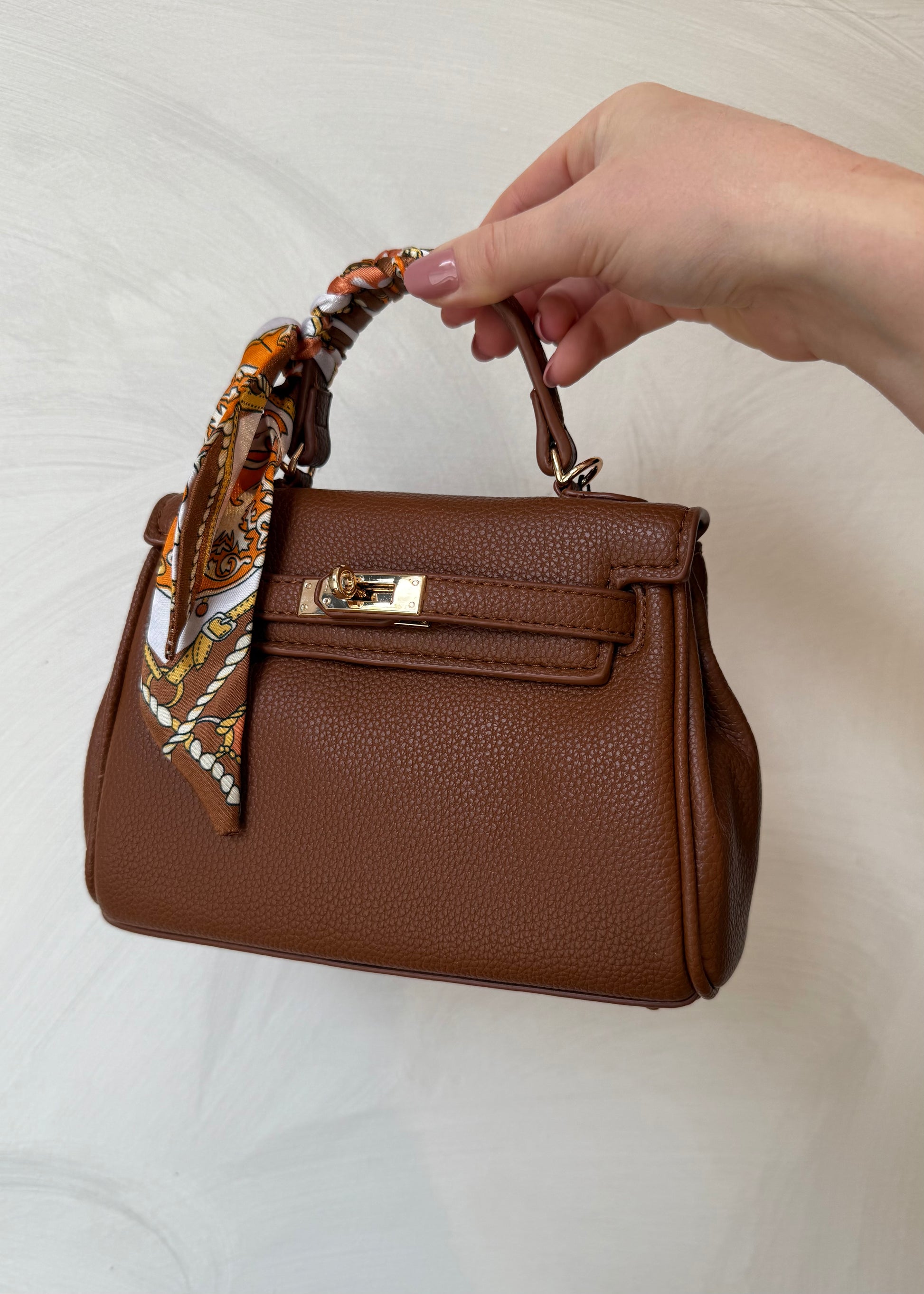 Borsa Ecopelle Lucchetto con Foulard Cuoio - MARYGIÒ