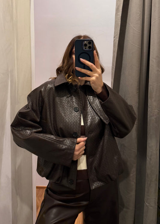 Giacca Bomber Ecopelle Marrone - LUMINA