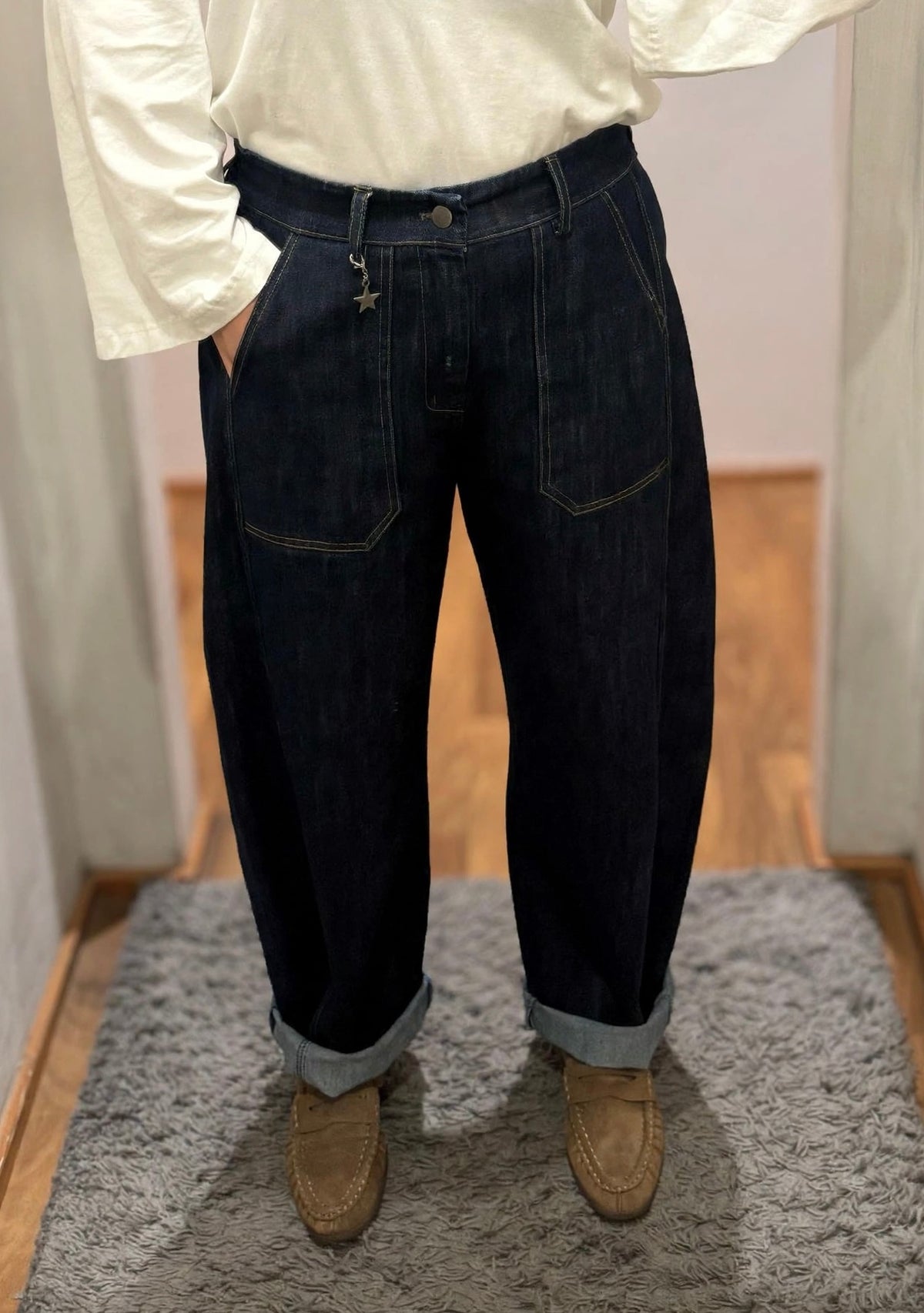 Jeans ovetto con stellina Blu - Susy Mix
