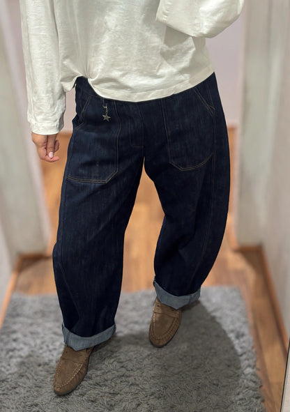 Jeans ovetto con stellina Blu - Susy Mix