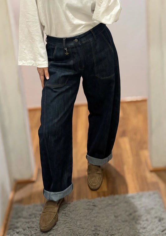 Jeans ovetto con stellina Blu - Susy Mix