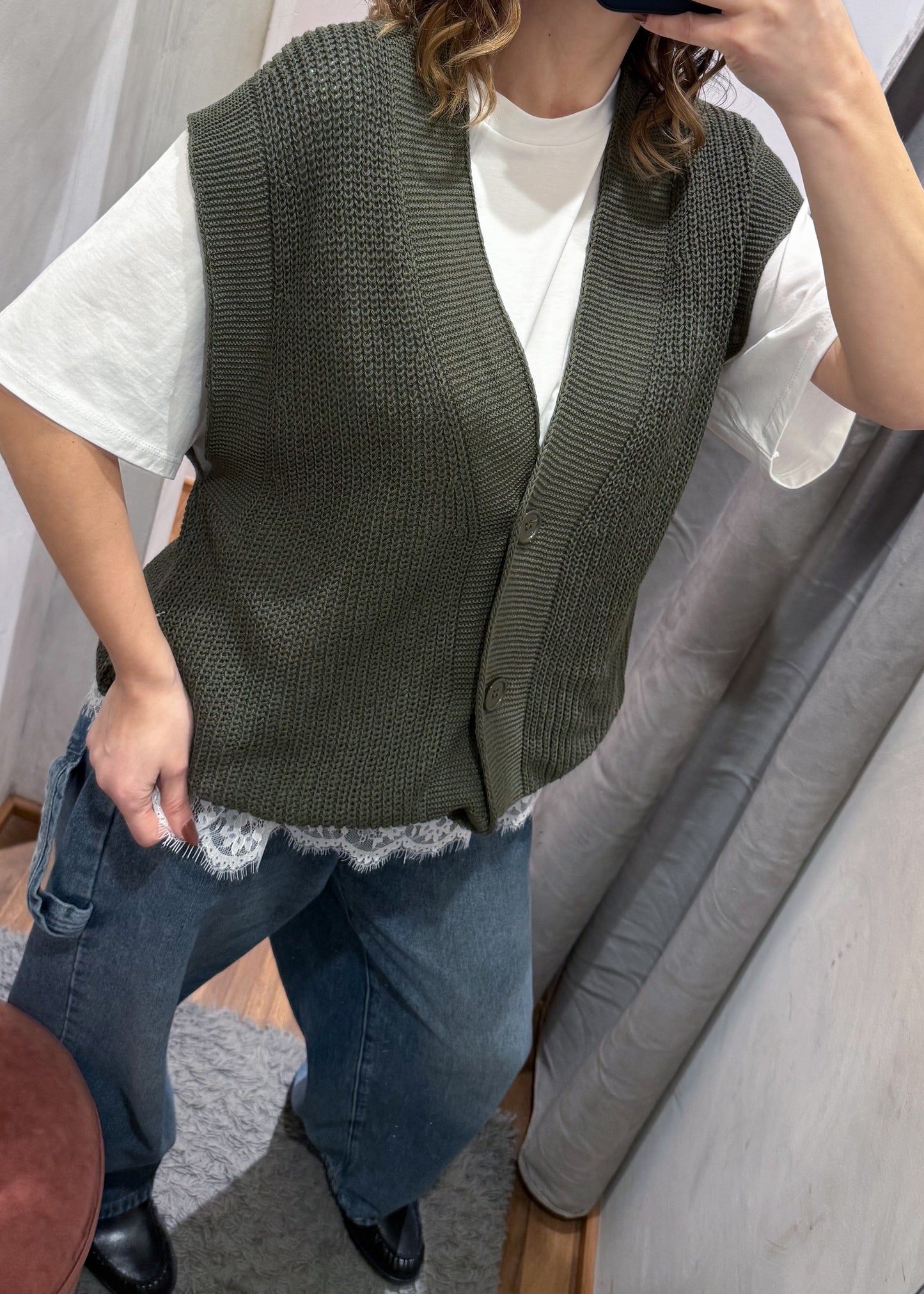 Maxi-Gilet in Cotone Verde Militare - SUSY MIX - MARYGIÒ