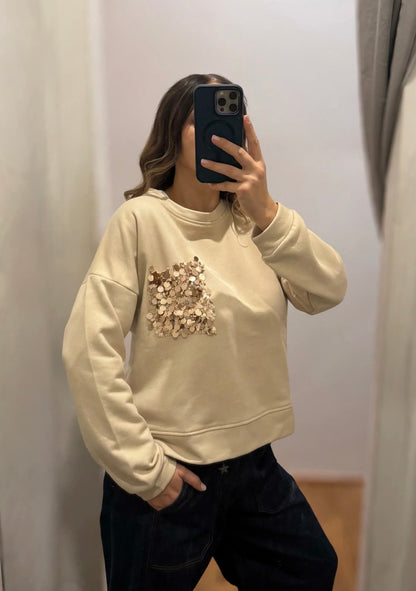 Felpa con tasca paillettes | più colori - Susy Mix