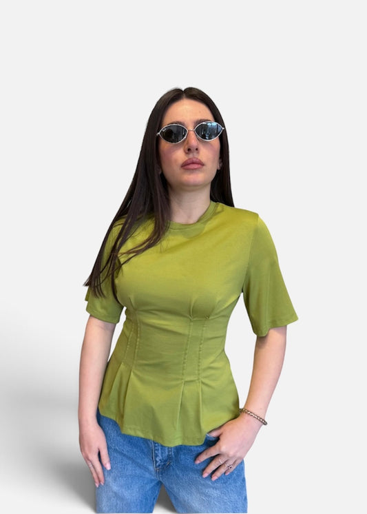 Top Verde con Pinces - LUMINA