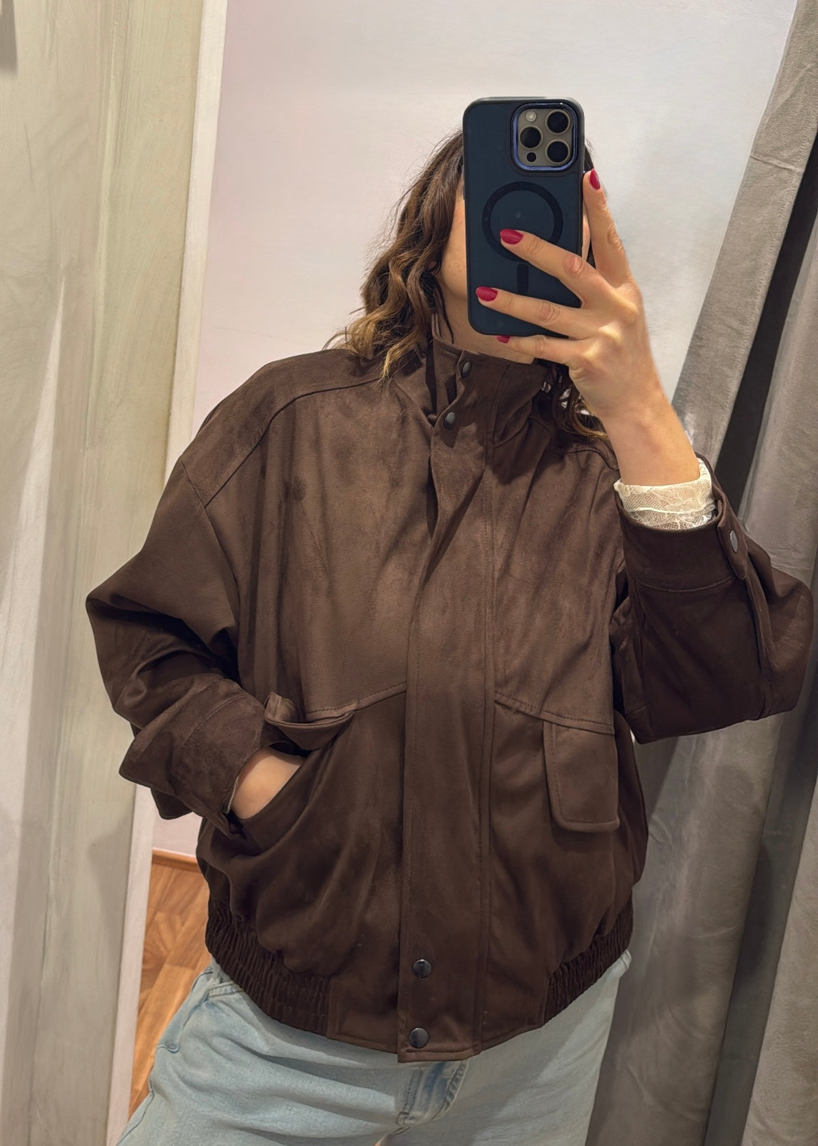 Bomber Eco-camoscio Moro - SUSY MIX