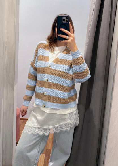 Cardigan Righe Celeste - SUSY MIX - MARYGIÒ