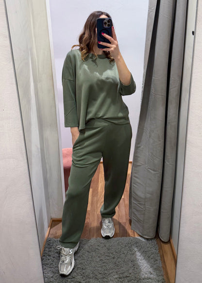 Completo Tuta in Scuba Leggera Verde Militare - SUSY MIX - MARYGIÒ
