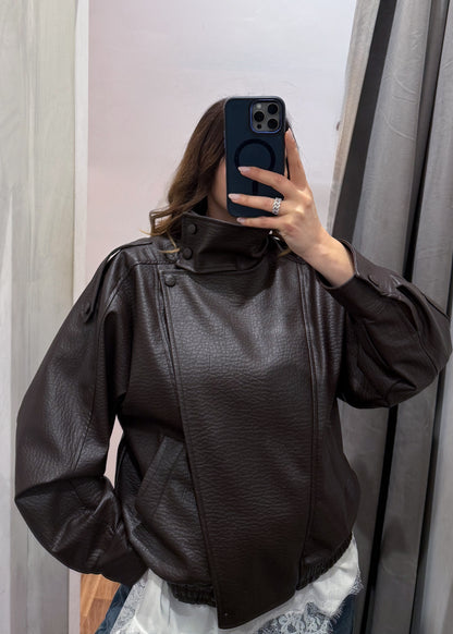 Bomber Ecopelle Martellata Moro - SUSY MIX - MARYGIÒ