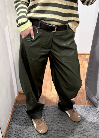 Pantalone Stellina in Ecopelle Verde Militare - SUSY MIX - MARYGIÒ