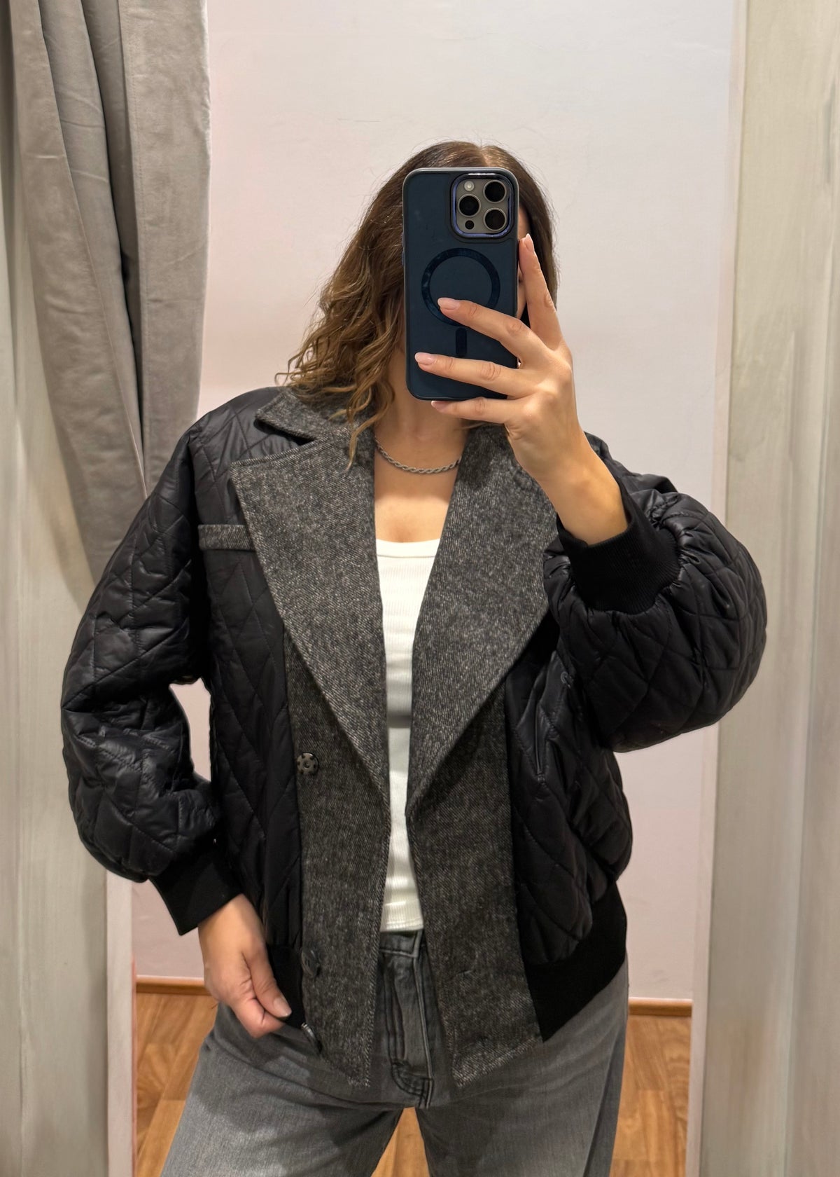 Bomber trapuntato Nero - Susy Mix