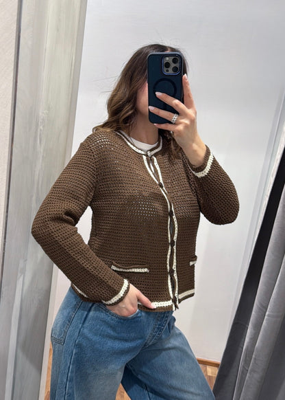 Cardigan Traforato Cacao - SUSY MIX - MARYGIÒ