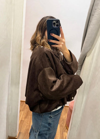 Bomber effetto camoscio Moro - Susy Mix