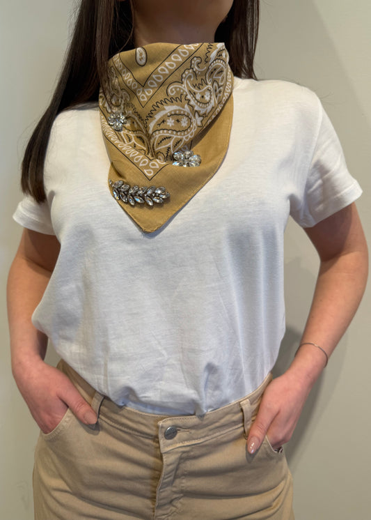 T-SHIRT CON BANDANA BEIGE - SUSY MIX - MARYGIÒ