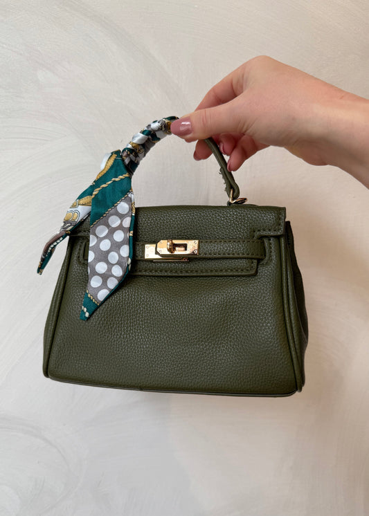 Borsa Ecopelle Lucchetto con Foulard Militare